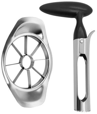 DvBCNMe Apfelschneider & Entkerner Set, Edelstahl Apfelentkerner mit Ergonomischen Rutschfesten Griffen, Apfelspalter mit 8 Klingen, Ideal zum Schneiden von Obst und Gemüse