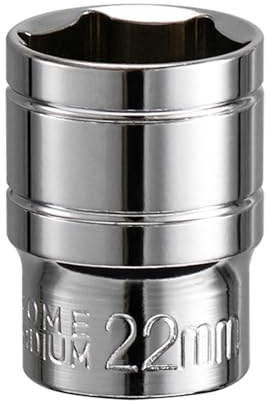 Youzzei 22mm 1/2 Inch Square Drive Socket, 6 Point Metric Socket, Polishing Chrom Vanadium Alloy Steel 22mm Sockets 1/2 Drive for Car Repair Mechanical Maintenance Home Use