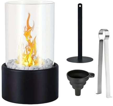 Ethanotischer Kamin – Tisch-Ethanol-Kamin-Set – Tischfeuer mit dekorativen Steinen – Tisch-Alkohol-Kaminlampe, kleine tragbare Heizung für Zuhause, Balkon, Schlafzimmer