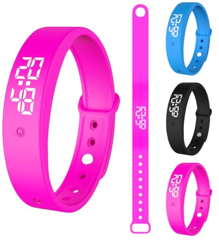 DASIAUTOEM Vibrationswecker Armband, Vibrationsalarm Erinnerung Uhr, Armband Wecker Vibration mit Timer, Trinkerinnerung Alarm Medikamenten Wecker für Kinder, Erwachsene, 6 Täglichen Alarmen (Rosa)