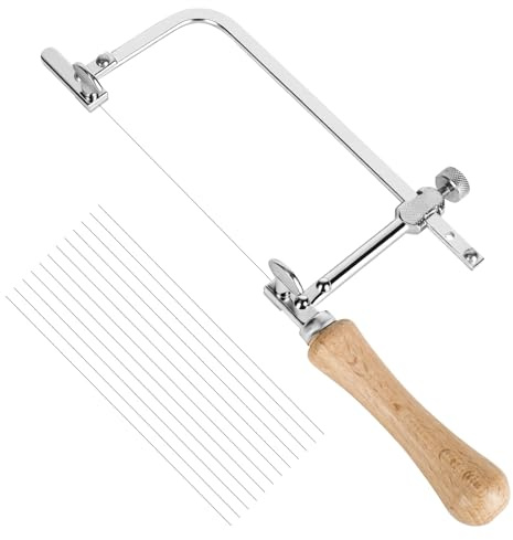 Juvelerarsåg metallsåg bågsåg justerbar lövsåg med 12 lövsågsblad, dekopparsåg, trådsåg, smyckesåg för trä, träbearbetning, glas, metall