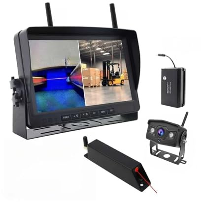 PZ630WL 1080P caméra de vue de face pour chariot élévateur sans fil écran 7 pouces peut contrôler la caméra en veille Laser caméra magnétique 1080P(2 camera)