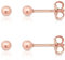 DTPsilver® Set Orecchini Donna Argento 925 Piccoli Placcati Oro Rosa - a Pallina - 2 Paia Lobo - Diametro 4 mm