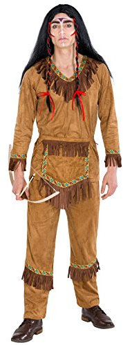 dressforfun tectake Herrenkostüm Indianer Häuptling | Kostüm + Gürtel in Taschenoptik | Apache Indianer Faschingskostüm (XL | Nr. 300557)