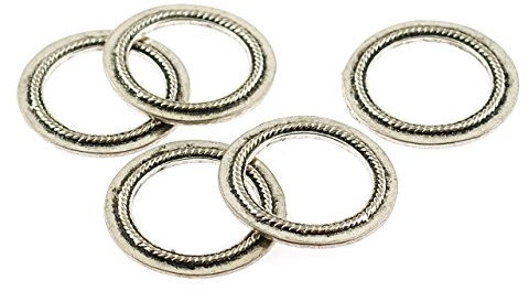 Vintageparts 5 Verbinder Ringe in silberfarben, DIY-Schmuck