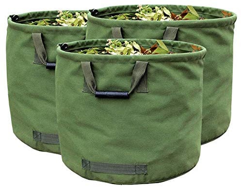 3-Pack 125L Garden Waste Bags Heavy Duty with Handles,Green Leaf Bag with Military Canvas Fabric (H45.7 cm, D55.8 cm)