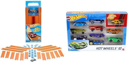 Fisher-Price BHT77 Mattel Hot Wheels Track Builder Pack with Vehicle & Hot Wheels 54886 10 Car Pack Assortment (Pack May Vary)