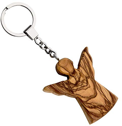 MaMeMi SCHLÜSSELANHÄNGER SCHUTZENGEL AUS OLIVENHOLZ – Handgefertigt in Bethlehem – TALISMAN & HANDSCHMEICHLER – Geschenk zur KOMMUNION, KONFIRMATION, FIRMUNG, GEBURTSTAG, EINZUG