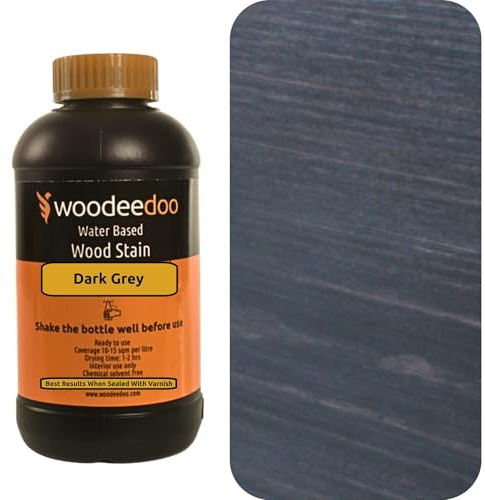 WooDeeDoo Water Based Wood Stain | Wood Dye | Ready to Use | Environmentally Friendly | Solvent Free | Odour Free | 1 L | Dark Grey