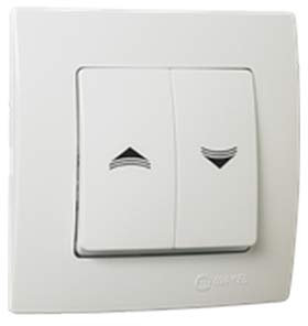 Doble pulsador de persianas con marco blanco Makel 32001041