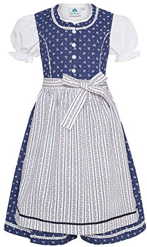 Isar-Trachten Mädchen Kinderdirndl blau mit Bluse