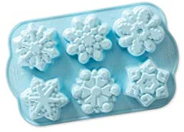 Nordic Ware Backform, Kuchenform, Schneeflocke, 6 verschiedene Muffin-Formen, Winter blau, Aluminium, Antihaft, NW 89642