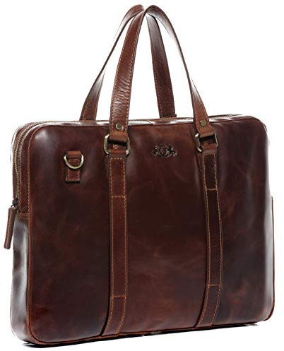 SID & VAIN Sac bandoulière Ordinateur Maguire | Compartiment 15 Laptop Cuir véritable | Sac en bandoulière Marron | Sac Messager Business Fait à la Main