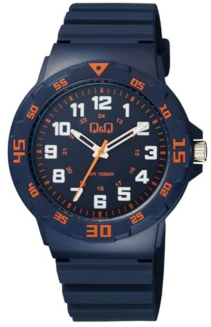 Q&Q Herren-Uhr Silikon Armband Dornschließe 10 Bar Analog Quarz