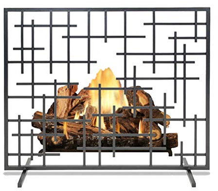 Kaminschutz ABL Einfacher Design Eisen-Kamin Bildschirm, Einfeld-Funkenschutz Net Wohnzimmer Dekorativer Zaun, 99X78CM