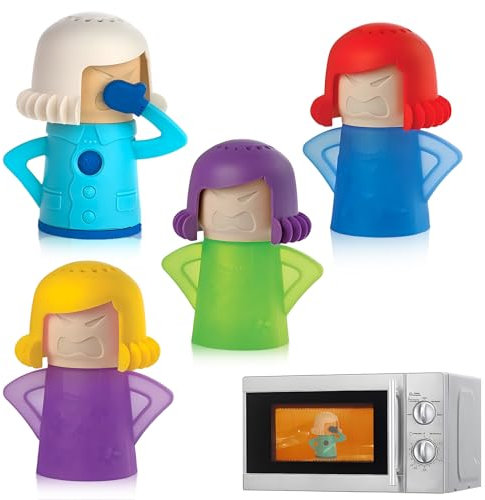 4 pcs Angry Mama, Nettoyeur à Vapeur pour Four à Micro-ondes, Désodorisée et Nettoyer pour Réfrigérateurs, Cool Mama Nettoyant Réfrigérateur Convient pour la Cuisine Réfrigérateur