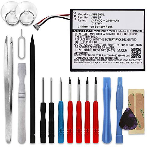 subtel SP86R Battery Replacement for Sony PS Vita 2007 / PCH-2007 / PSV2000 Handheld Console Gaming Controller Repair - 2100mAh 3.6V - 3.7V Lithium Ion + Tool-kit