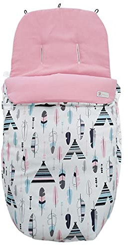 Spezifisch Fußsack für Kinderwagen oder Buggy kompatibel mit Bugaboo Ant. Tipis und Federn Gepuderte Rosa