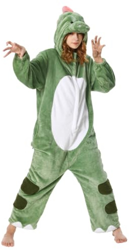 OLAOLA Tier Onesie Erwachsene Unisex Kostüm Jumpsuit Pyjama | Weicher Flanell mit 3D-Kapuze und praktischem Bauch-Reißverschluss. Ideal für Halloween, Karneval, Cosplay & Mottoparty.