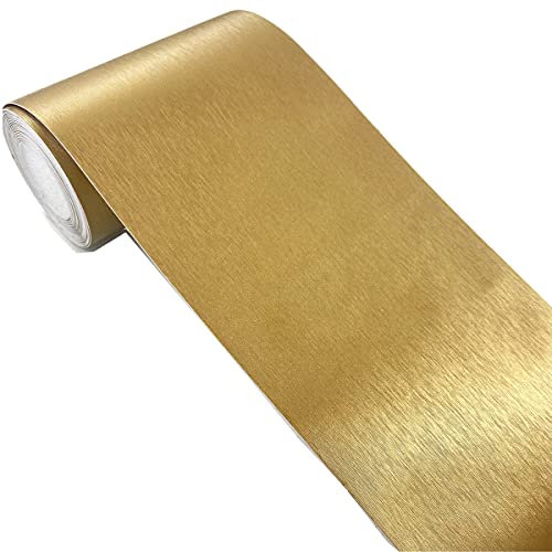 Autocollants imitation métal brossé de 5 m pour plinthe, bordures murales, cadre de porte, fenêtre, cadre en acier inoxydable (doré foncé)