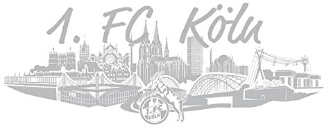 1. FC Köln Autoaufkleber - Skyline - silbern Sticker Aufkleber - Plus Lesezeichen I Love Köln