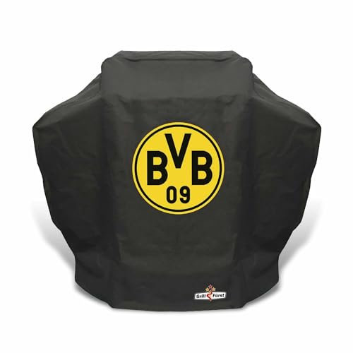 Grillfürst Grill Abdeckhaube BVB Borussia Dortmund - robuste Grill-Abdeckung 131 x 47 x 121 cm, wetterfest und wasserdicht, für Napoleon Rogue, Landmann Triton 2, Videro G3