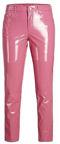 JACK & JONES Damen JXBERLIN Slim HW Faux Leather Pants SN Hose, Carmine Rose/Detail:Shiny, M