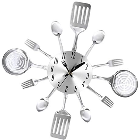 Sharplace Wanduhr aus aus Gabel Wanduhr Moderne Wohnkultur Wanduhr Im Antiken Stil, Silber
