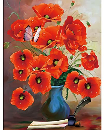 NAIMOER Diamond Painting Kits for Adults, Flowers Diamond Painting Full Drill Pansy Diamond Art 5D Diamond Painting Kits Pansies Flowers Cross Stitch for Home Decor 30x40cm