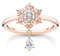 THOMAS SABO Bague flocon de neige pour femme avec pierres blanches en argent sterling 925 plaqué or rose 750 TR2414-416-14, 48, Argent sterling, Zircone cubique