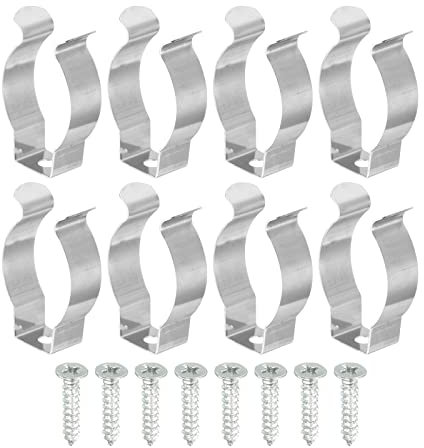 sourcing map T8 Clips Bracket Hanger Fluorescent Tube Light Fixture Holder Clamps with Screws for LED Bulbs Ceiling Lamp, Stainless Steel Pack of 8