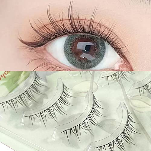 Lot de 5 paires de faux cils naturels pour maquillage professionnel Style coréen Cosplay Doux Manga Beauté