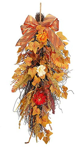 Mokylor Künstliche Ahorn-Swags-Kränze, 23,6 Herbst-Ernte-Swag, Herbst-Wandbehang-Girlande, Herbst-Blumen-Swag mit Ahornblättern für Thanksgiving, Haustür-Dekoration(#1)