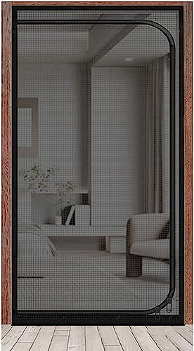 Cat Screen Door Fits Door Pet Resistant Screen Door With Zipper To Keep Dogs And Cats Out Of The House (Color : Schwarz, Size : 90x190cm)