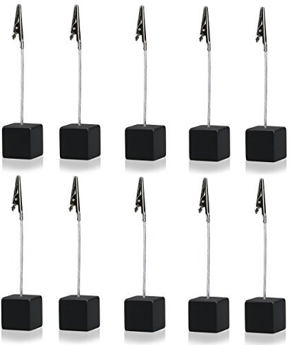 10 Stück Tischkartenhalter Würfel Foto Clips Halter mit Krokodilklemme Holzsockel Memo Tischnummernhalter Kartenständer für Büro Menü Hochzeit Party Events Dekoration