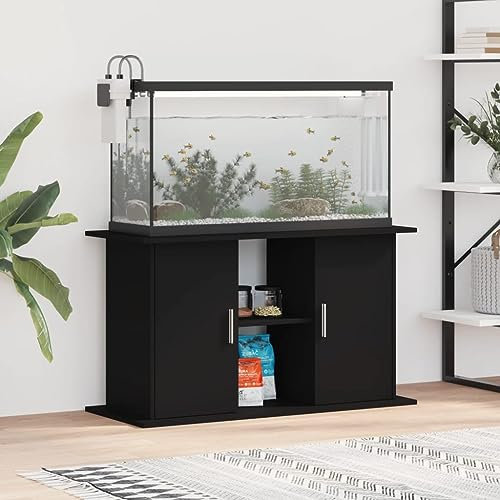 KRHINO Aquarien Schrank, Aquariumständer Schwarz 101x41x58 cm Holzwerkstoff Langlebiges Material Festigkeit, Stabilität + Stauraum Oberplatte Aquarium Tisch für sicheren Stand