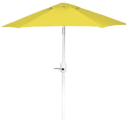 Punchau 1,8 m Boho-Regenschirm, Terrassenschirm, Terrassenschirm, leicht zu öffnen/zu schließen, Kurbel und Druckknopf-Neigungsverstellung, Terrassenschirm – gelbe Marktschirme