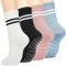 EUDUQ Stoppersocken Damen 35-40, 4 Paar Antirutschsocken mit Noppen für Yoga, Pilates, Barre, Trampolin und Sportsocken in Schwarz/Weiß/Hellblau/Rosa