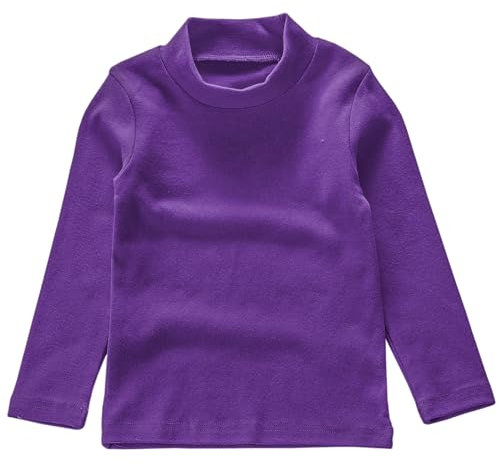 Beganly Maglietta da ragazza calda morbida Basic Top bambino sotto strato per bambini Classics cotone manica lunga, Mock dolcevita viola scuro, 3 anni