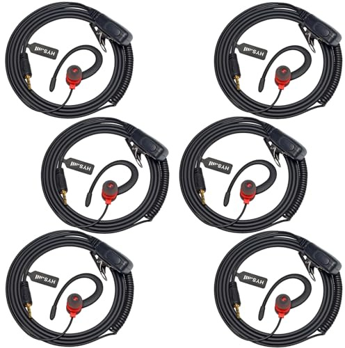 HYS Radio Earpiece Compatible with Cobra | 6 Packs, PX650 RX680 RX380 AM1055 AM855 AM655 AM255 MicroTalk Walkie-Talkies, 2.5mm 1-Pin Headset with Microphone