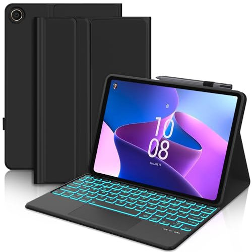 Keyboard Case for Lenovo Tab M10 Plus 10.6, Wireless Detachable Bluetooth Backlit Keyboard with Touchpad and Stand Cover for Lenovo Tab M10 Plus (3rd Generation) 10.6 Inch 2022 Tablet, Black