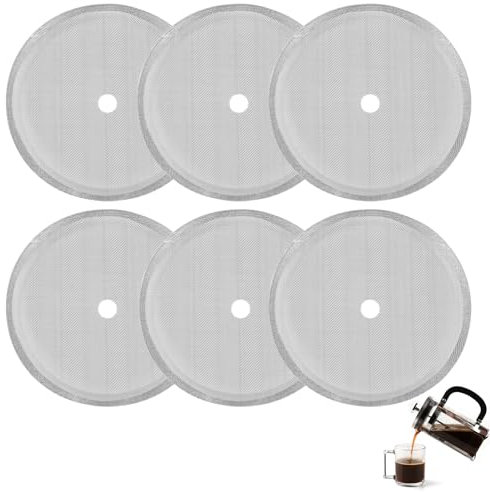 6 Piezas Filtro de Repuesto French Press 1L, Filtros de Malla de Repuesto para Prensa Francesa, Filtros de Malla de Acero Inoxidable Reutilizables para Prensa Francesa de 1000 ml / 34 oz / 8 tazas