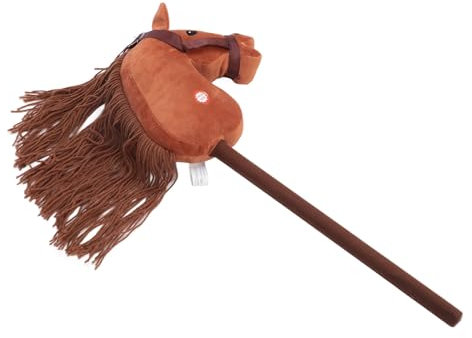 Ghzste 70 cm Höhe Plüschpferd Stockspielzeug Niedlicher Ausdruck 2 Soundeffekt Outdoor Gefülltes Stockpferd (Dunkelbraun #14)