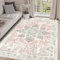 Vhong Tapis bohème vintage lavable neutre, moderne, rose poudré et vert, tapis antidérapant pour chambre d'enfant, salon, salle à manger, chambre à coucher, ferme et chambre de fille 152 x 183 cm