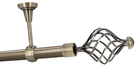 HDTL Gardinenstange Vorhangstange 25mm 1-läufig Deckenmontage Messing Antik 360 cm Navona