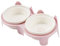 Ceramic cat bowls set with stand, 2-piece set, cat shaped pet food container dish (Pink)