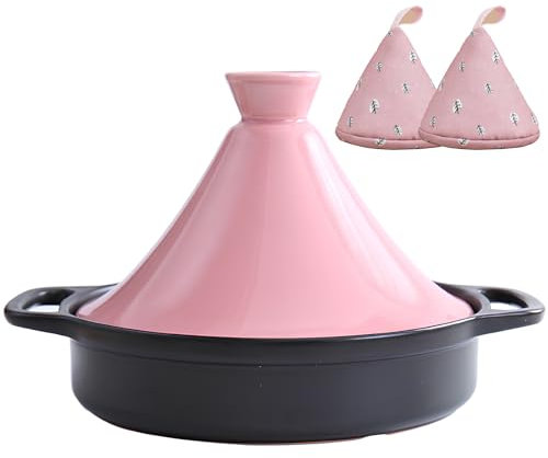 DYHQQ Enameled Cooking Pot Tajine, Premium Cooking Pot Cookware with Ceramic Lid, Enameled Tagine Pot for Home Kitchen