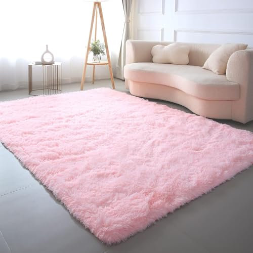 Bestash Grand Tapis Salon,Tapis de Chambre,Epais Tapis Shaggy XXL Tapis Doux,Poil Long Antidérapant Moquette Chambre Descente de Lit Chambre Adulte/Gris/Ado/Fille Ado(Rose,200 * 300cm)