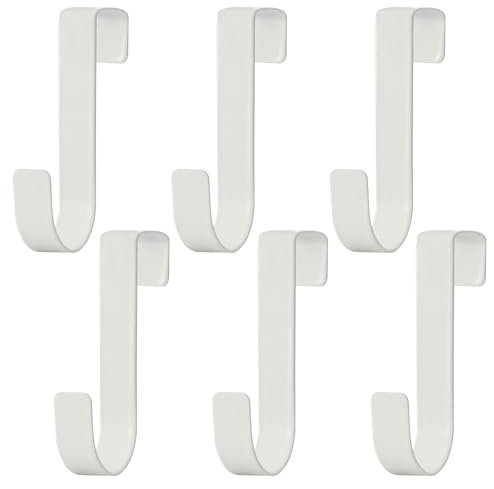 Tearmier 6 Pcs Over Door Hooks Metal Reversible Hooks White Over Door Hanger Single Stainless Steel Double Side Z Shaped Hanging Coat Hooks for Kitchen, Bathroom, Bedroom, Cabinet, White