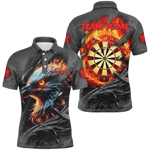 Darts Eagle Fire Flame - Individuelle Darts-Shirts für Herren & Damen, Personalisierte Darts-Liga Teamtrikots T2101